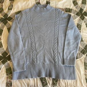 Karen Scott Soft Blue Cotton Cable Knit Sweater - Size Large